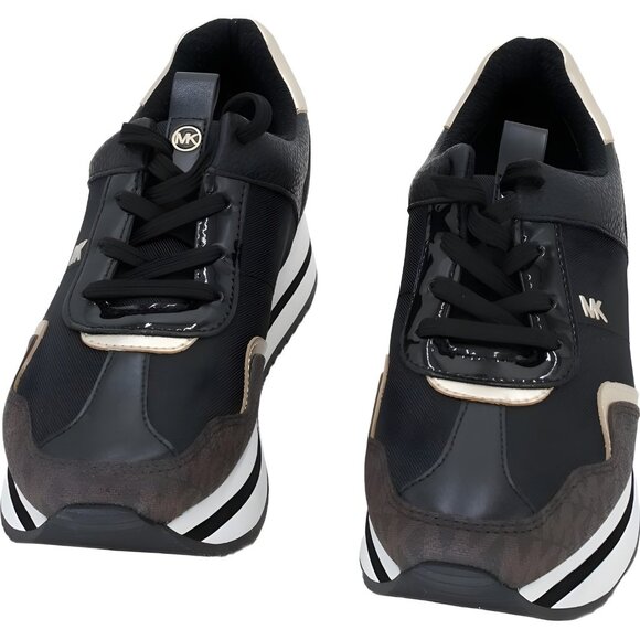 Michael Kors Raina Lace-Up Trainer Sneakers Black Brown Women's US 7M - Picture 5 of 6